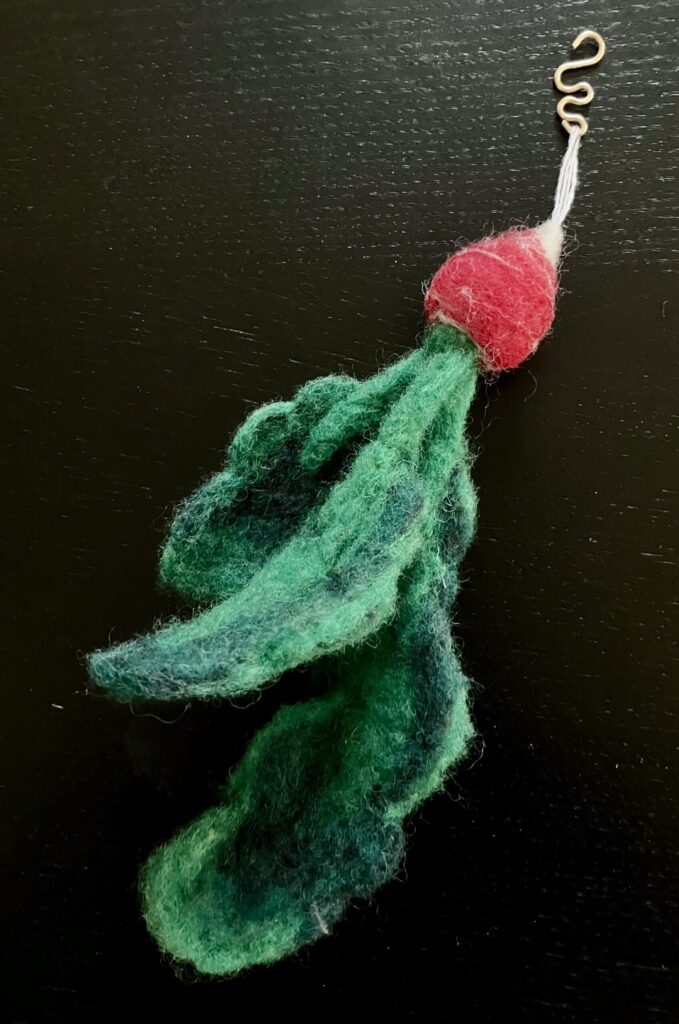 A needlefelted radish.